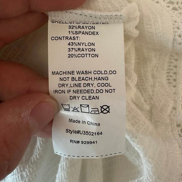 NWT Weekend Suzanne Betro Lace Trim V-Neck Tunic Blouse Size 1X White Boho - Picture 4 of 4